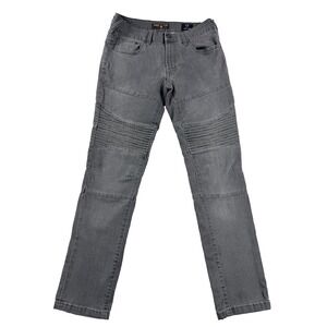 Mens Ring Of Fire Slim Skinny Jeans Size 32x30 Gray Stretch Denim Moto Panel